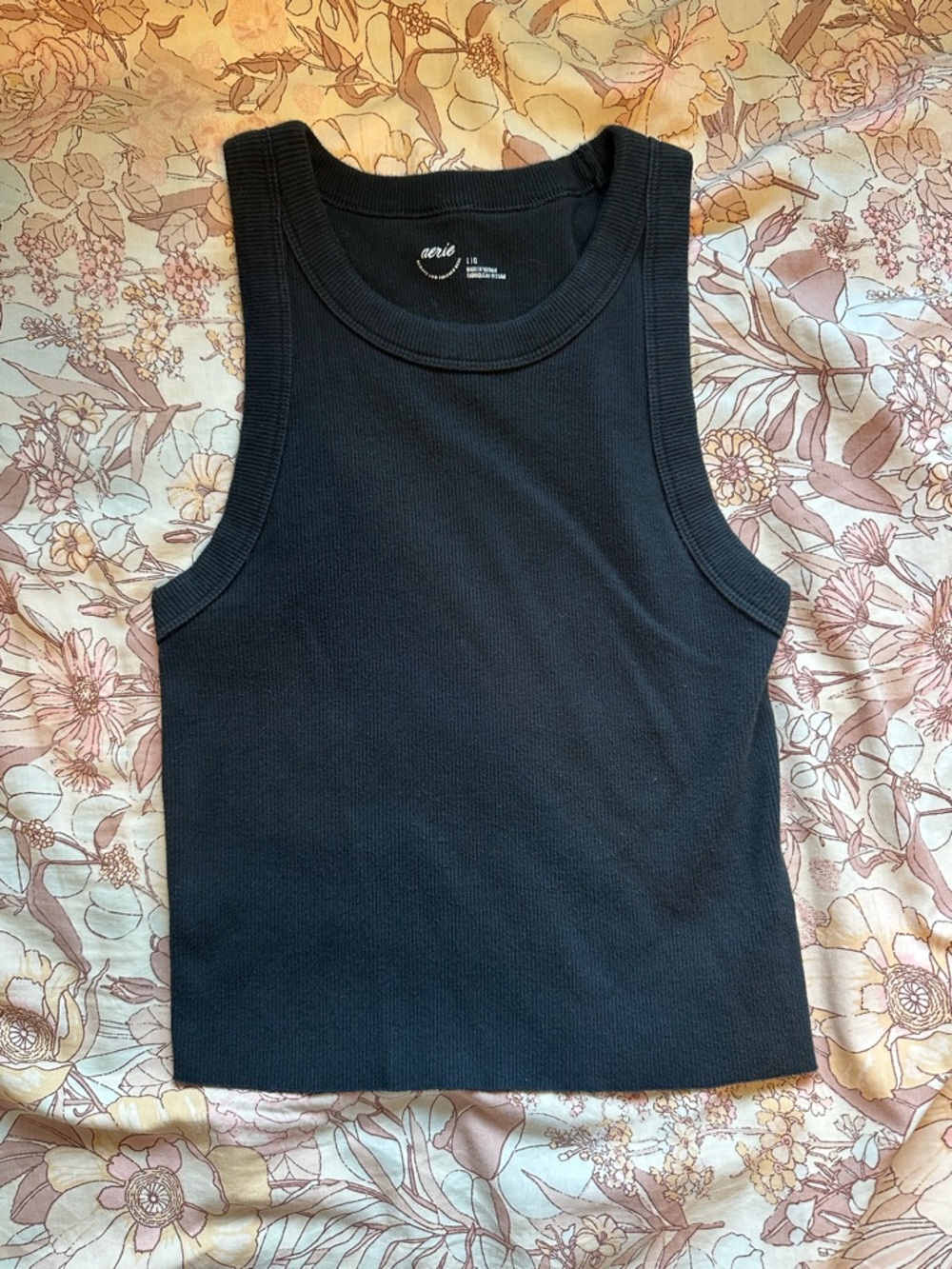 aerie Black Ribbed Tank - Classic Cropped Women's Tank